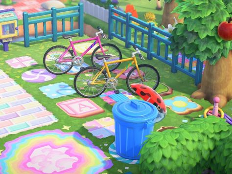 Acnh Kidcore Campsite, Anch Inspiration, Acnh Kidcore, Soft Kidcore, Acnh Codes, Acnh Inspo, Island Ideas, Animal Crossing Qr, Kid Core