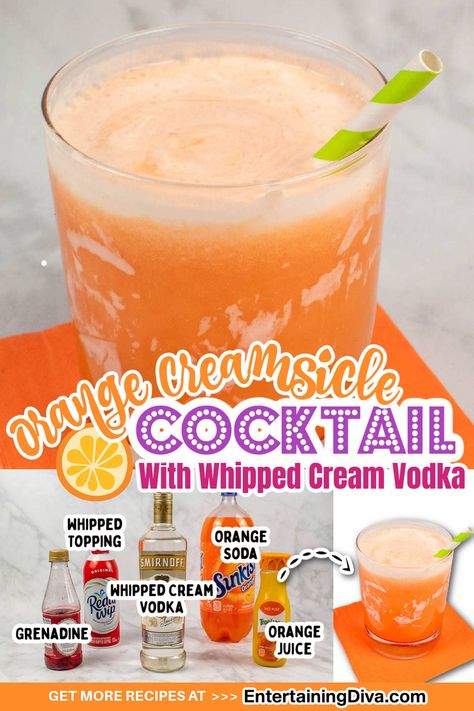 Whipped Vodka Drinks, Orange Creamsicle Cocktail, Creamsicle Cocktail, Creamsicle Drink, Whipped Vodka, Whipped Cream Vodka, Orange Crush Soda, Crush Soda, Orange Vodka