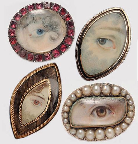 Antique lovers eye pendants.  Painted on ivory. Portrait Jewelry, Lovers Eyes, Miniature Portraits, Eye Painting, Love Token, Antique Brooches, Antique Paint, Victorian Jewelry, Eye Art