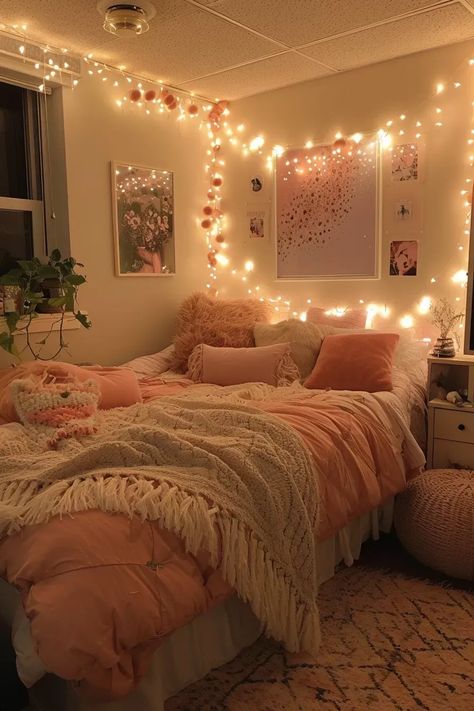 Pink Dorm Rooms, Bedroom Ideas For Small Rooms Cozy, Dream Bedroom Inspiration, Dorm Room Inspiration, Room Redesign, Redecorate Bedroom, Cozy Room Decor, Bedroom Refresh, Room Design Bedroom