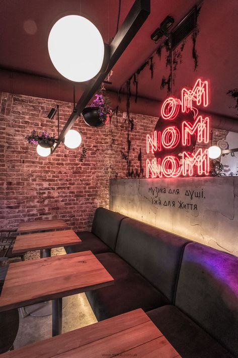 How Neon Lighting Shapes Architecture | ArchDaily Loft Cafe, Bar Deco, Cafe Culture, Bar In Casa, Pub Design, Design Café, Vegan Cafe, Coffee Shops Interior, Bar Interior