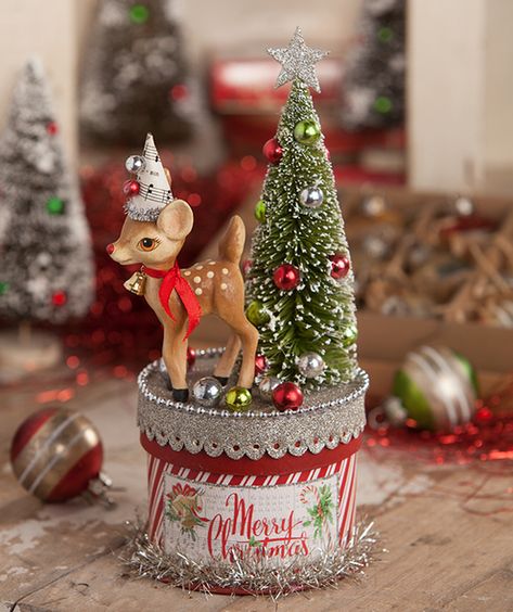 Christmas Assemblage, Vintage Christmas Ideas, Bethany Lowe Designs, Vintage Christmas Crafts, Silver Christmas Decorations, Christmas Boxes, Bethany Lowe, Dollar Store Christmas, Christmas Centerpieces Diy