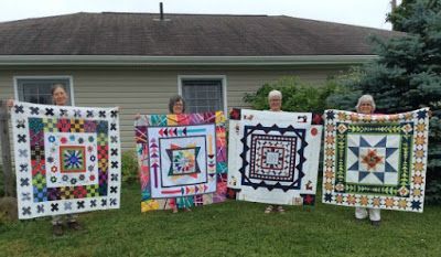 NSQBQ Round-Robin Quilt Challenge Round Robin Quilt Border Ideas, Round Robin Quilt Ideas Patterns, Round Robin Quilts, Round Robin Quilt Ideas, Quilt Borders, Round Robin, Medallion Quilt, Embroidered Leaves, Bright Fabrics