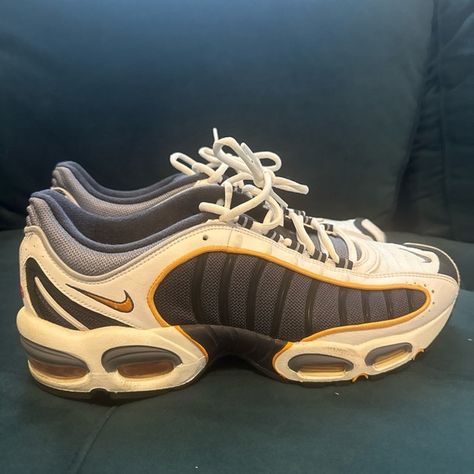 Nike Air Max Tailwind 4 in White/Navy and Yellow (Men size 11.5) Nike Air Max Tailwind, Navy And Yellow, Air Max, Nike Air Max, Nike Air, Nike, Navy, Signs, Yellow