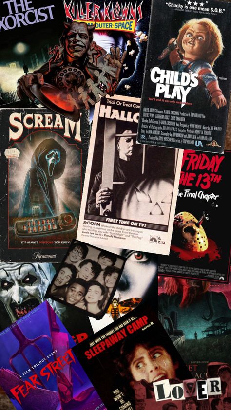 Horror Movie Collage Wallpaper, Movie Collage Wallpaper, Horror Movie Collage, Movies Collage, Movie Collage, Collage Wallpaper, Make Believe, Kids Pictures, Horror Movie