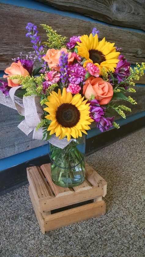 Fall Flower Arrangements Sunflowers, Pink Purple Yellow Flower Arrangements, Get Well Flowers Arrangements, Flower Bouquet Arrangements, Sunflower Floral Arrangements, Purple Flower Arrangements, Fake Flower Arrangements, Sunflower Arrangements, Boquette Flowers