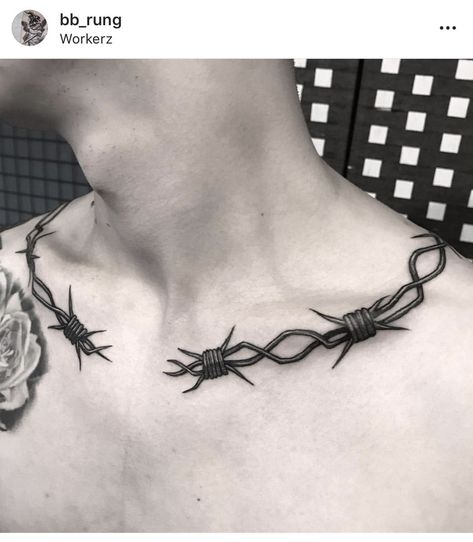 Inner Thigh Tattoos, Collar Bone Tattoo For Men, Collar Tattoo, Clavicle Tattoo, All Seeing Eye Tattoo, Barbed Wire Tattoos, Skull Rose Tattoos, Black And White Snake, Minimalist Tattoo Ideas