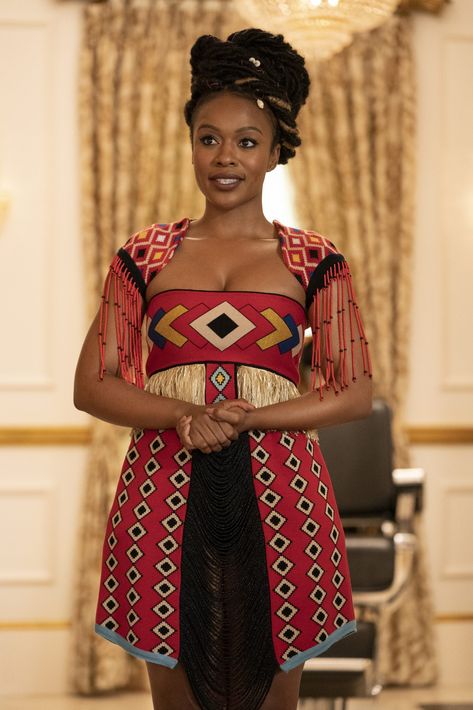 The Fashions From ‘Coming 2 America’ Starring Eddie Murphy, Arsenio Hall & More Maxhosa By Laduma, Coming 2 America, Nomzamo Mbatha, Latest Traditional Dresses, Xhosa Attire, Zulu Women, America Dress, African Traditional Wear, African Traditional Wedding Dress