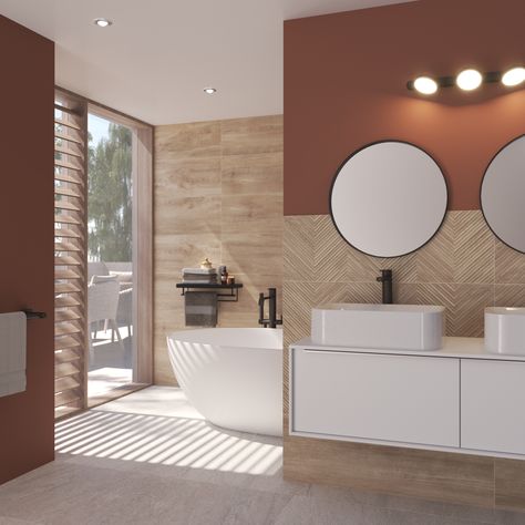 Terracotta Bathroom, Wood Bathroom, Bathroom Inspiration, House Ideas, Leroy Merlin, Loft, Wood, Quick Saves