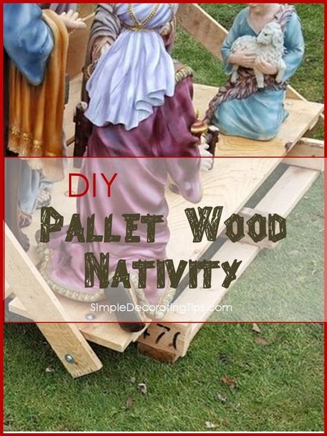 Diy Nativity Outdoor, Outdoor Wood Nativity Diy, Nativity Stable Diy Outdoor Pallets, Nativity Set Display Ideas Outdoor, Nativity Stable Diy Outdoor, Pallet Manger, Diy Nativity Stable Outdoor, Diy Manger Stable, Diy Manger Nativity