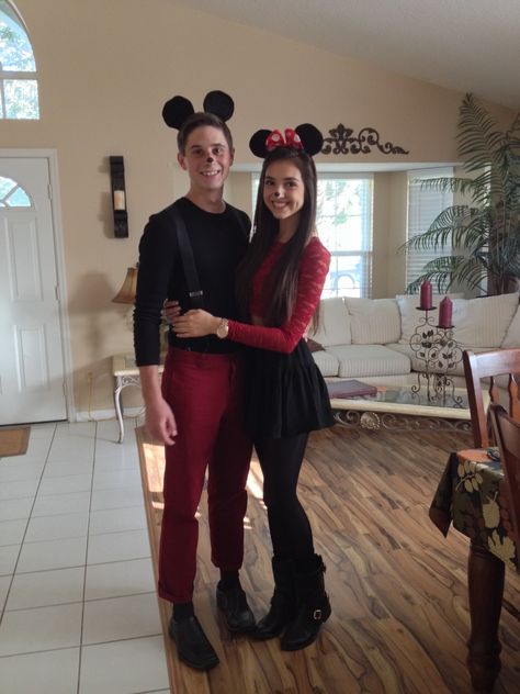 Halloween - Mickey & Minnie! Mickey Minnie Costume, Mickey And Minnie Mouse Costumes Couples, Mini And Mickey Couple Costume, Mickey And Minnie Costume Couple, Mickey And Minnie Halloween Costumes, Minnie And Mickey Costumes, Mickey And Minnie Costume, Mickey Costume, Minnie Costume