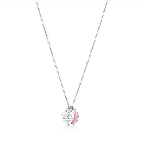 Colar Tiffany E Co, Heart Necklace Tiffany, Pink Heart Necklace, Tiffany And Co Jewelry, Tiffany And Co Necklace, Return To Tiffany, Tiffany Necklace, Double Heart Necklace, Heart Tag