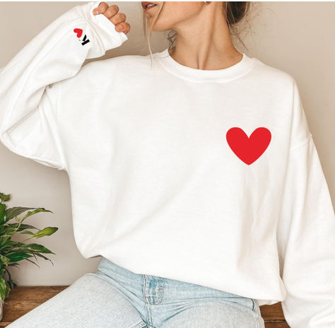 Valentine Sweatshirt, Advanced Embroidery, Love Sweatshirt, Heart Pocket, Heart Tee, Club Sweatshirts, Heart Sweatshirt, Design Text, Heart Sweater