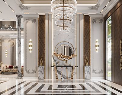 Luxury Foyer, Luxury Hotels Lobby, Luxxu Modern Design Living, High Ceiling Living Room, Lobby Interior Design, Neoclassical Interior, Hallway Design, Lobby Interior, Foyer Design