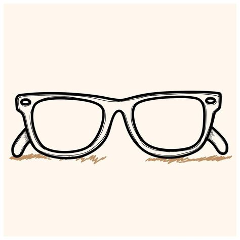 Vector illustration. Hand drawn doodle retro sunglasses horn rimmed glasses. Cartoon sketch. Decoration for greeting cards, posters, emblems, wallpapers How To Draw Sunglasses, Glasses Drawing Easy, Sunglasses Drawing Easy, Drawing Of Glasses, Chibi Glasses, Sunglasses Doodle, Draw Sunglasses, Glasses Doodle, Sunglasses Sketch