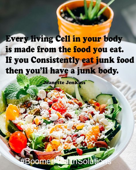 Every living cell in your body is made from the food you eat. If you consistently eat junk food then you’ll have a junk body. No More Junk Food Motivation, Junk Food Quotes, No Junk Food, Jeanette Jenkins, Food Motivation, Healthy Quotes, Food Quotes, Fitness Health, Junk Food