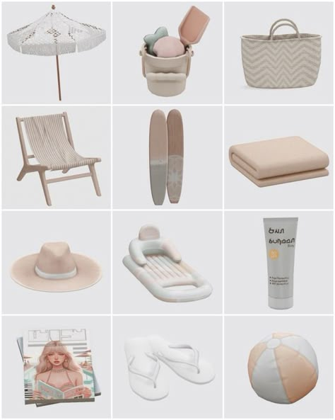 Sims 4 Cc Decor Clutter, Sims Decoration, Sims 4 Beach House, Sims 4 Aesthetic, Sims Interior, Beach Day Essentials, 4 Aesthetic, Adulting 101, Sims Packs