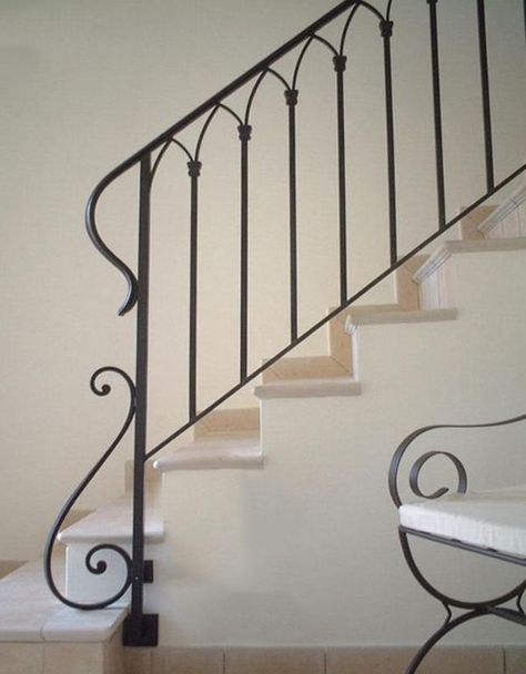 French Staircase, Iron Staircase Railing, Wrought Iron Stair Railing, Wrought Iron Handrail, Wrought Iron Staircase, Iron Handrails, Staircase Railing Design, Iron Staircase, Iron Stair Railing