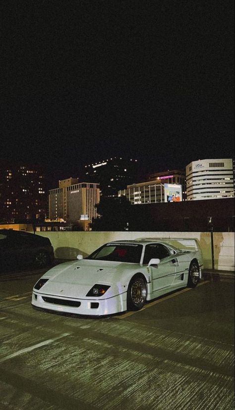 Cars Wallpaper, Ferrari F40, Parking Lot, At Night, Ferrari, Sports Car, Cars, Sports, White