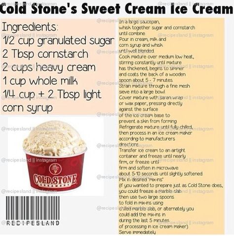 Sweet cream ice cream Coldstone Ice Cream, Sweet Cream Ice Cream, Frozen Popsicles, Frozen Ice Cream, Cold Stone, Ice Scream, Frozen Ice, Ice Cream Cakes, Cream Ice Cream