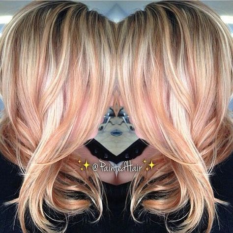 Rose Gold Blonde, Balayage Blond, Gold Blonde, Rose Gold Hair, Long Blonde, Hair Color And Cut, Hair Painting, Blonde Ombre, Hair Envy