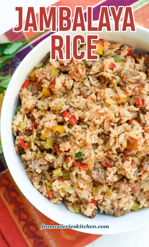 Add big flavor to your menu with this zesty Jambalaya Rice. This Cajun-inspired rice recipe is filled with sausage, onions, peppers, and garlic to create a satisfying and delicious side dish. Rice Cooker Jambalaya Recipe, Jambalaya Rice Recipe, Cajun Comfort Food, Jambalaya Rice, Parboiled Rice, Dry Rice, Jambalaya Recipe, Rice Mix, Skillet Dinners