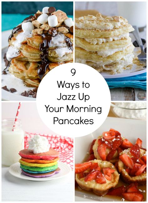 9 Now Ideas to Jazz Up Your Morning Pancakes | Make and Takes What To Put On Pancakes, Oreo Pancakes, Fluffy Pumpkin Pancakes, Cheesecake Pancakes, Rainbow Pancakes, Morning Pancakes, Gingerbread Pancakes, Pumpkin Pancake Recipe, Chocolate Chip Pancakes