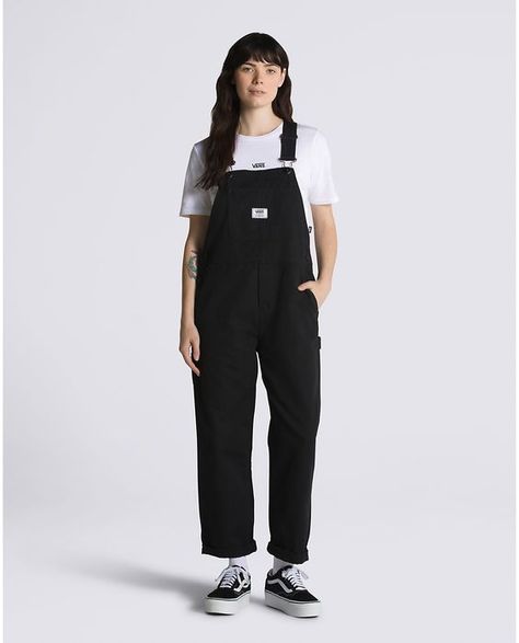 Super cute. Just like the picture. Can’t wait to put this outfit on my doll. I was pleasantly surprised. Black Overalls Outfit, Work Overalls, Hair School, Overalls Outfit, Black Overalls, Chunky Knit Cardigan, Simple Logo, Vans Shop, School Outfit