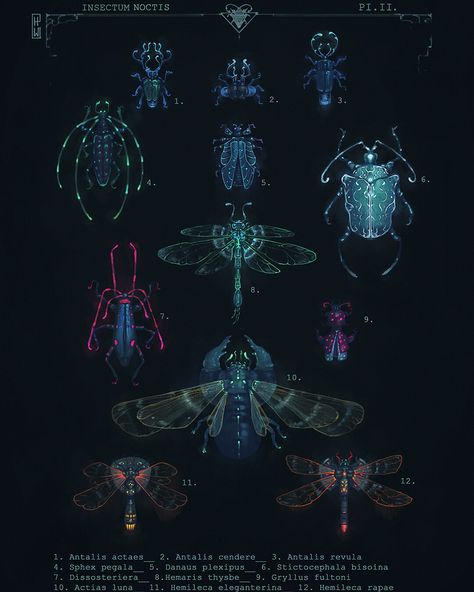 ArtStation - Fantasy insects, Hjalmar Wahlin Insect Creature Design, Insect Design Concept, Fantasy Insect Art, Insect Fantasy Art, Insect Dragon Art, Bug Fantasy Art, Fantasy Bugs, Bioluminescence Fantasy Art, Fantasy Beetle Art