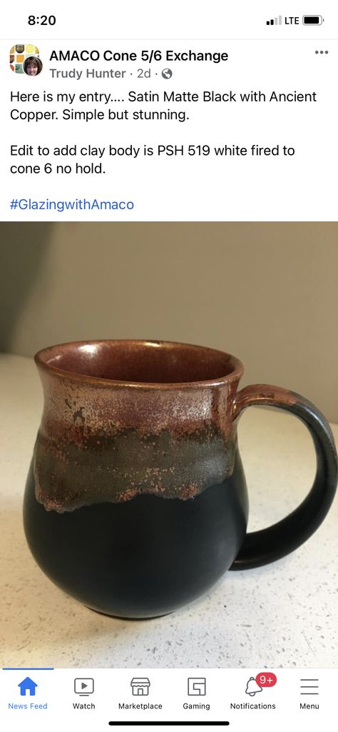 Glaze On Dark Clay, Amaco Satin Matte Glaze, Amaco Ancient Copper, Ancient Copper Glaze Combinations, Classy Crafts, Clay Glazing, Glazing Ideas, Glaze Colors, Black Pottery