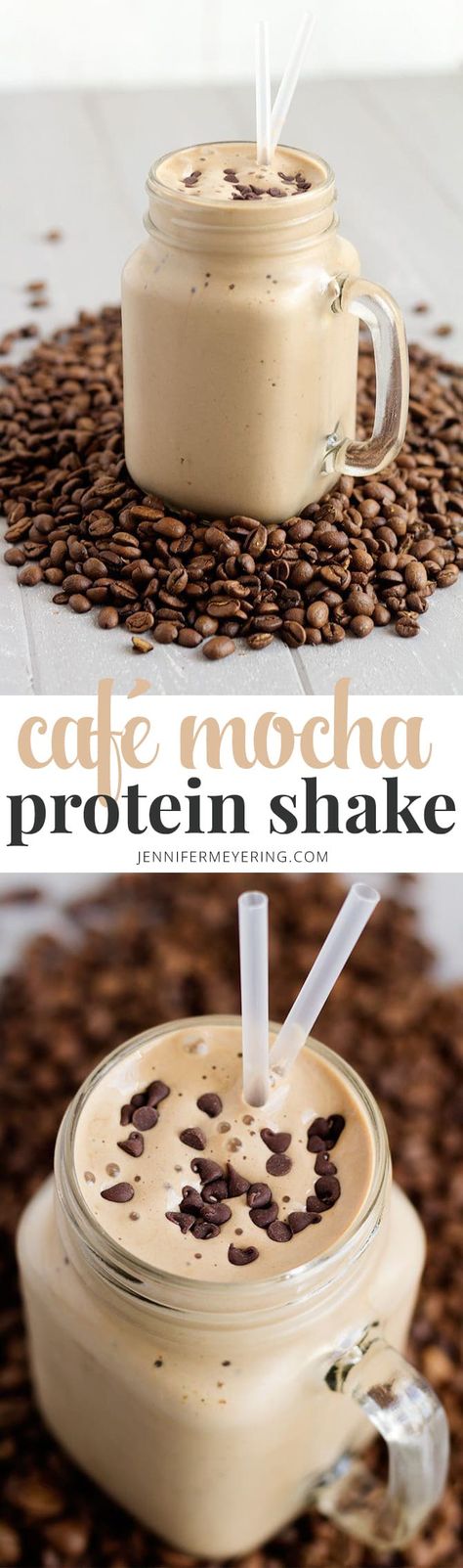 Mocha Protein Shake, Cafe Mocha, Protein Smoothies, Protein Shake Smoothie, Café Mocha, Protein Powder Recipes, Healthy Shakes, Protein Shake Recipes, Milk Shakes