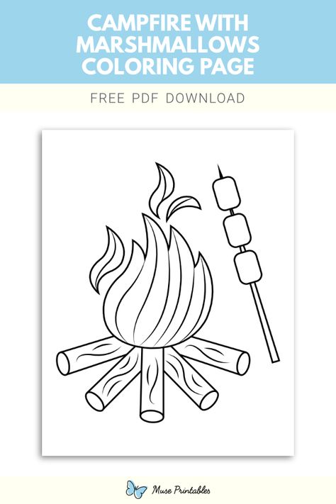 Smores Coloring Page, S’mores Coloring Sheet, Camping Coloring Pages Free Printable, Campfire Coloring Page, Tent Coloring Pages, S’more Clip Art, Camping Worksheets, Camping Applique, Camping Coloring Pages