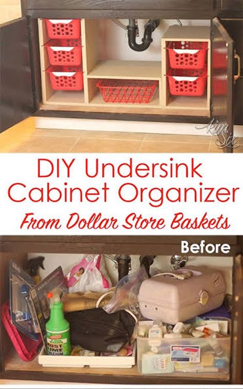 Diy Under Counter Storage, Diy Sink Cabinet Kitchen, Under Sink Organization Bathroom Diy, Corner Under Sink Organization, Under Kitchen Sink Cabinet Ideas, Diy Under Cabinet Storage, Diy Cabinet Organizer, Under Cabinet Storage Ideas, Diy Under Sink Storage Bathroom