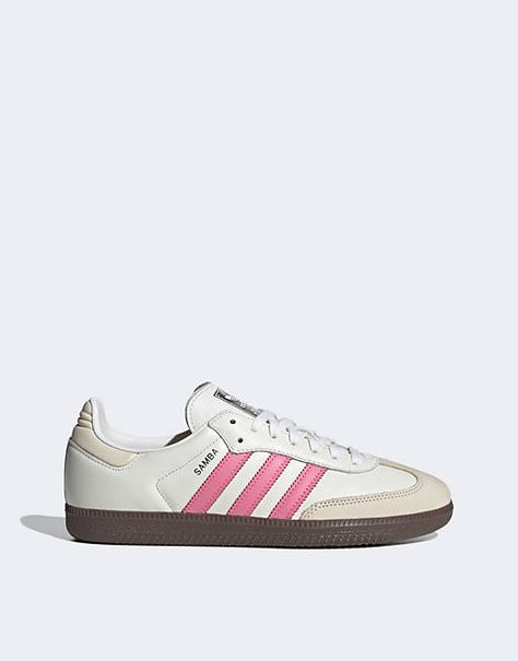 adidas Originals Samba OG sneakers in white and bright pink | ASOS Rodeo Chic, Leopard Print Baby, Active Wear Leggings, Hoodies For Sale, Heeled Loafers, Adidas Samba, Skorts, Vans Old Skool, Floral Dress Black