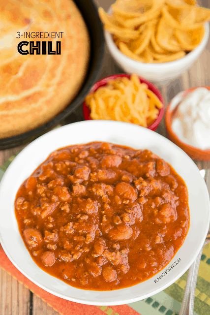 Plain Chili Recipe, Cooking French Fries, Vegetable Slow Cooker, 3 Ingredient Dinners, Easy Baked Beans, Chili Bar, Slow Cooker Potato Soup, Slow Cooker Ham, Healthy Afternoon Snacks