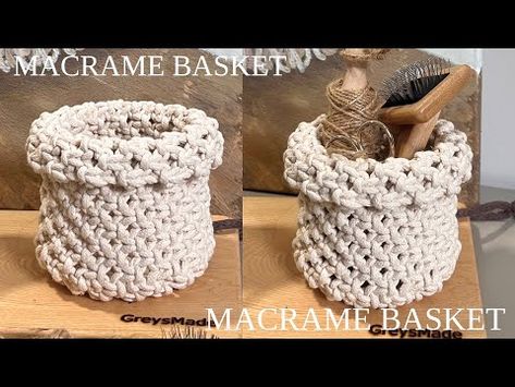 DIY Macrame Basket | Macramé Neat Basket Tutorial - YouTube Diy Macrame Basket Tutorial, Macrame Basket Tutorial Free, Macrame Hampers Ideas, Diy Macrame Basket, Basket With Macrame, Macrame Baskets, Macrame Flat Basket, Macrame Bowls Rope Basket, Basket Macrame