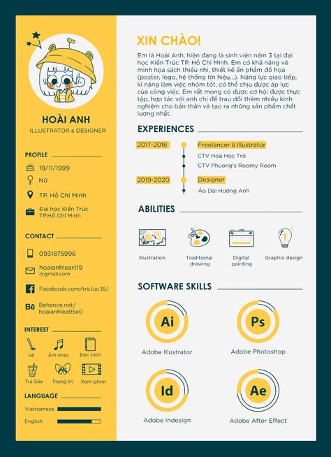 Marketing Cv Template, Art Resume Design, Illustrator Resume Design, Fun Resume Design, Resume Ideas Creative, Cv Inspo Design, Cv Design Graphic Designer, Graphic Design Resumes, Cv Ideas Design