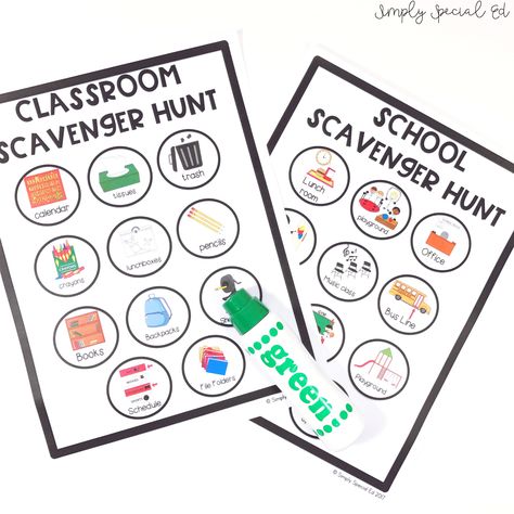 Classroom and School Scavenger hunts with visuals for special education classroom Easy Art Drawings, Classroom Scavenger Hunt, School Scavenger Hunt, First Day Jitters, Sped Classroom, Back To School Special, School Lesson Plans, Letter To Teacher, First Day Of School Activities