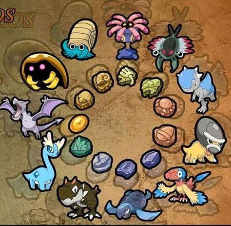 Fossil pokemon Fossil Fakemon, Skull Armor, Fossil Pokemon, Art Pokemon, Oc Pokemon, Pokemon Birthday Party, Pokemon Images, Pokemon Birthday, Pokemon Comics