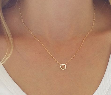 Dainty circle necklace Karma necklace Gold circle by HLcollection Tiny Pendant Necklace, Gold Circle Necklace, Karma Necklace, Tiny Pendant, Gold Jewelry Necklace, Gold Circle, Necklace Minimalist, Circle Necklace, Simple Jewelry