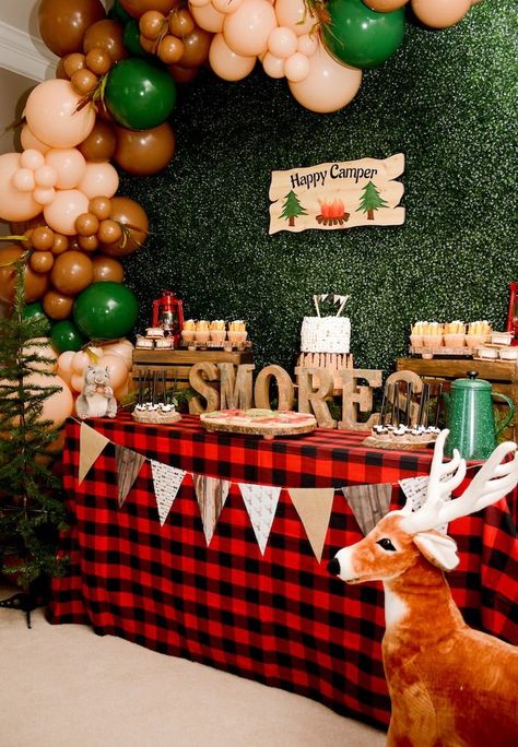 Camping Themed Dessert Table from a "Happy Camper" Rustic Camping Birthday Party on Kara's Party Ideas | KarasPartyIdeas.com (10) Happy Camper Birthday Party, Rustic Camping, Camping Theme Birthday Party, Campfire Party, Camping Theme Birthday, Camping Theme Party, Camping Birthday Party, Camping Parties, Themed Desserts