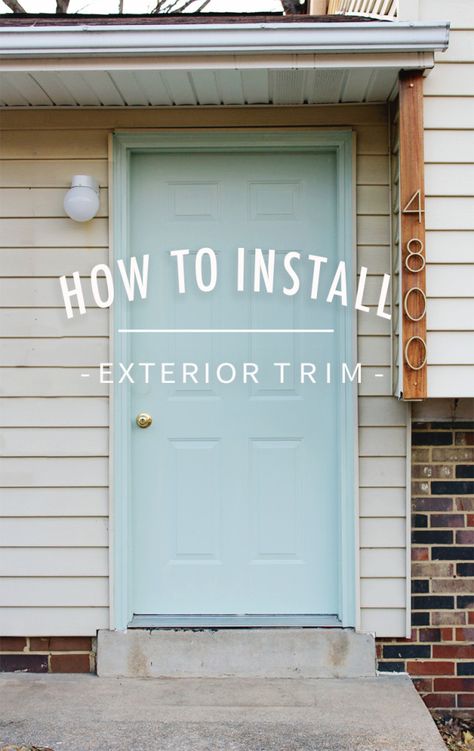 How To Install Exterior Trim Adding Trim To Front Door Exterior, Outside Door Trim Ideas, Trim Around Exterior Door, Exterior Front Door Trim Ideas, Front Door Trim Ideas Moldings Exterior, Replacing Trim Around Doors, Exterior Door Molding, Diy Exterior Door Trim, Front Door Molding Exterior