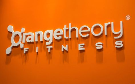 Store Front Sign, Hiit Class, Orange Theory Workout, Orange Theory, Group Fitness Classes, Office Reception, Better Version, Group Fitness, Logo Sign