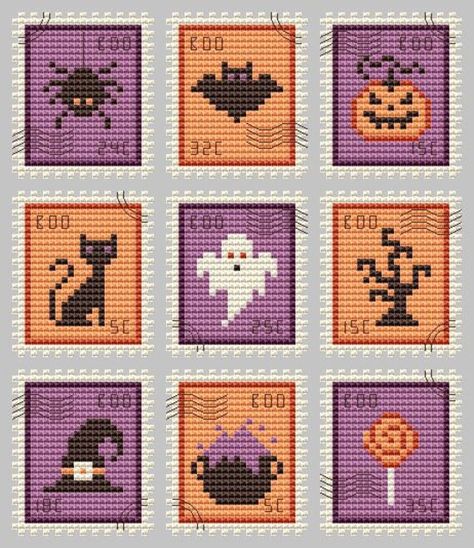 Postage Stamp Cross Stitch, Magic Cross Stitch, Ghost Cross Stitch, Halloween Cross Stitch, Pattern Magic, Easy Cross Stitch Patterns, Halloween Cross Stitch Patterns, Art Perle, Beautiful Cross Stitch Pattern