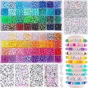 QUEFE 2350pcs, 64 Colors, Pony Beads for Bracelet Making Kit, Rainbow Kandi Beads Friendship Bracelet Kit, Letter Beads and Elastic Strings for Bracelet Necklace Making, Craft Gifts Set for Girls Bracelet Making Kit Aesthetic, Bracelet Making Kit Beads, Rainbow Kandi, Friendship Bracelet Kit, Kandi Beads, Hosting Ideas, Bracelet Making Kit, Bracelet Materials, Xmas Wishlist