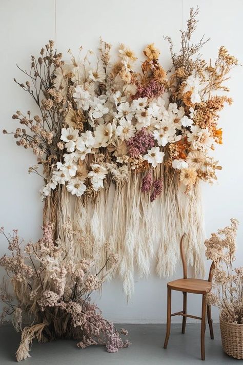 "Bring the beauty of nature indoors with a DIY Dried Flower Wall Hanging! 🌸🧵 This project adds a delicate, rustic touch to your home decor. 🌿✨ #DIYHomeDecor #DriedFlowers #WallArt" Dried Flower Wall Hanging, Rope Wall Hanging, Dried Flower Wall, Dried Flowers Diy, Rope Wall, Dried Wreath, Flower Wall Hanging, Flower Installation, Flower Arrangements Simple