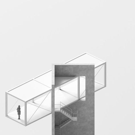 Saul Kim Min Kyu on Instagram: "Architecture Anomaly 273 - Diagonal Shelf Corner wall supporting something only cus it’s rotated 45 degrees" Continuity Architecture, Saul Kim, Vertical Architecture, Modular Architecture, Shelf Corner, Kim Min-kyu, Factory Architecture, Black White Portrait, Space Frame