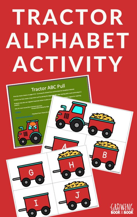 A free printable tractor alphabet activity to work on letter recognition and sequencing for toddlers and preschoolers. #tractors #alphabetactivities #toddlers #GrowingBookbyBook Farm Vehicles Preschool, Shape Tractor Preschool, Farm Theme Letter Activities, Farm Alphabet Letters, Preschool Tractor Activities, Farm Letter Activities Preschool, Prek Themes, January Preschool, Preschool Farm