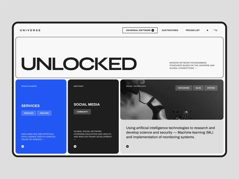 UNLOC3D - Website Concept Modern Minimal Website Design, Minimalism Web Design, Science Websites, Minimal Website Design, Interactive Web Design, Website Concept, Creative Technology, 포트폴리오 레이아웃, Websites Inspiration