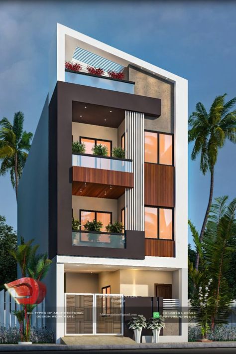 2 Floor Elevation Design, Landscape Terrace, Indian House Exterior Design, Building Front Designs, 3 Storey House Design, House Outer Design, Small House Elevation, Small House Front Design, Terrace Garden Design